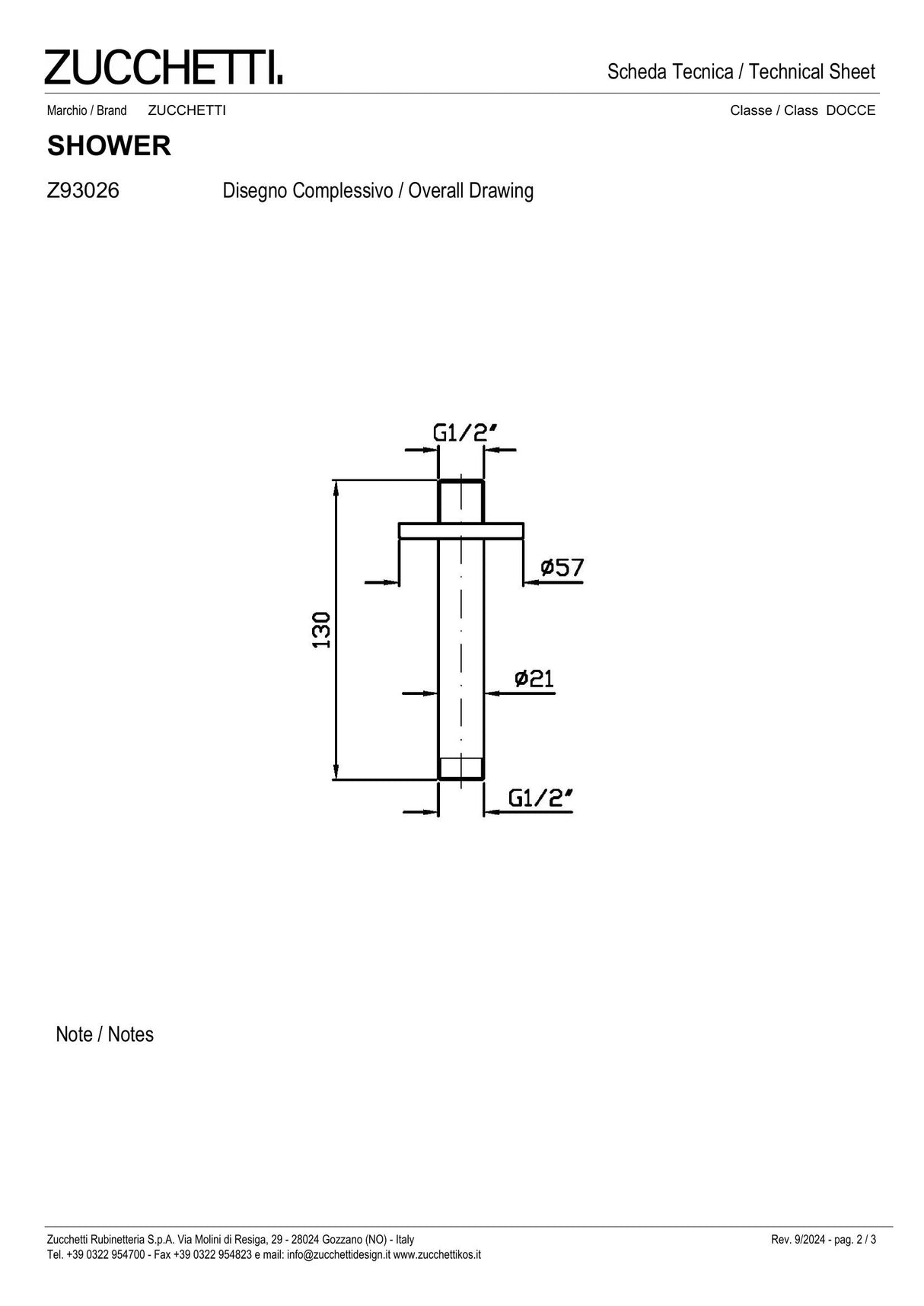 Ceiling mounted shower arm