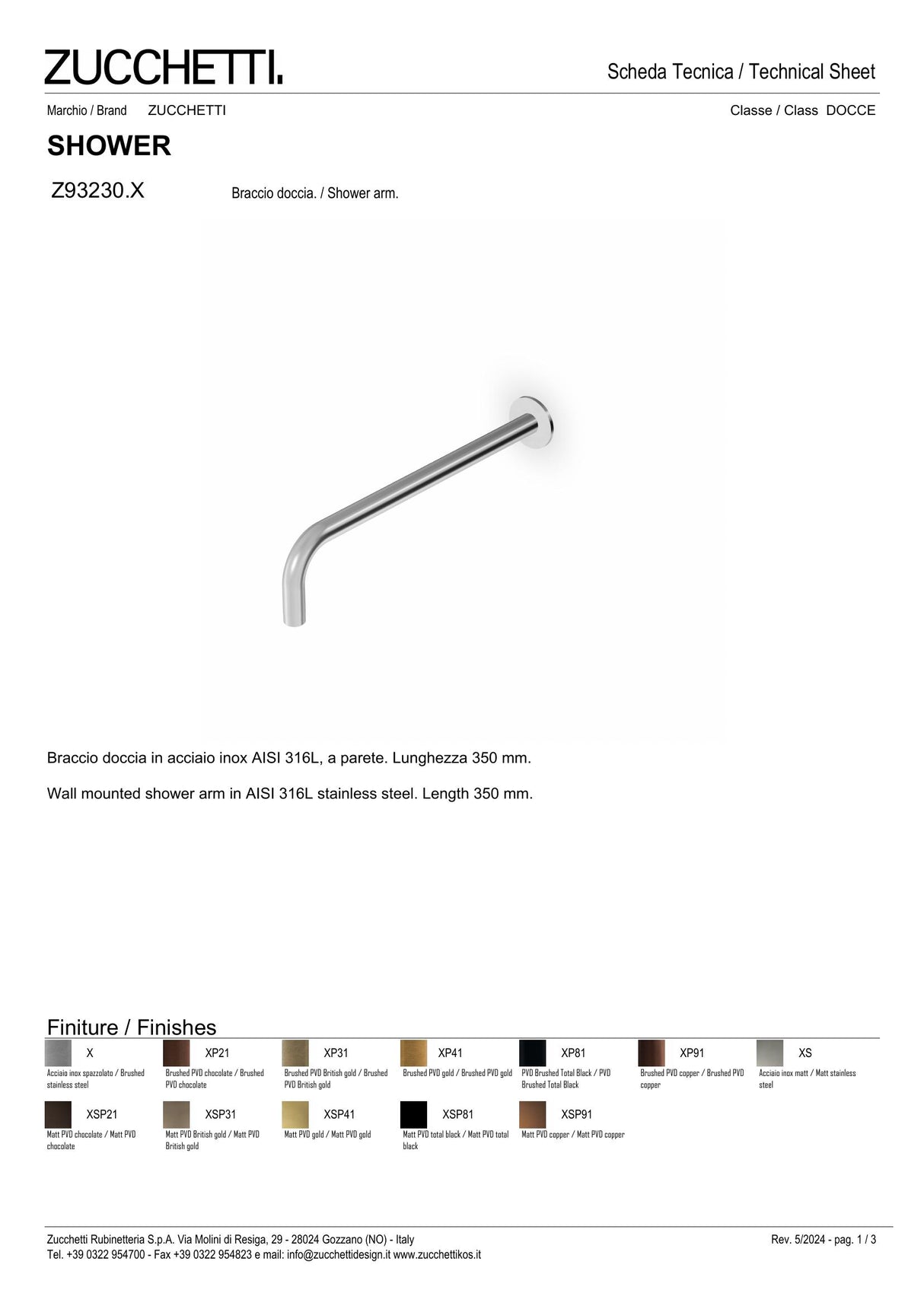 Shower arm