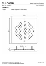 350x350 mm ceiling mounted rain showerhead