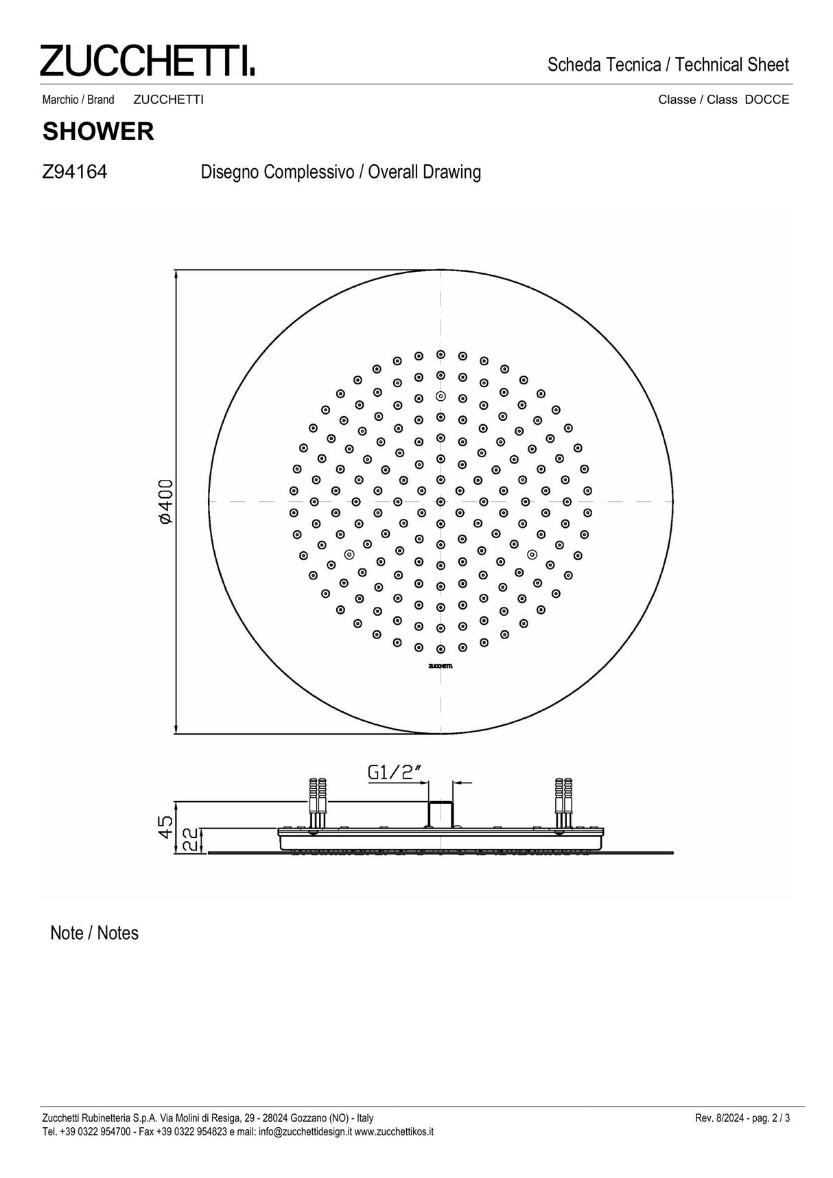 Ø 400 mm ceiling mounted shower head
