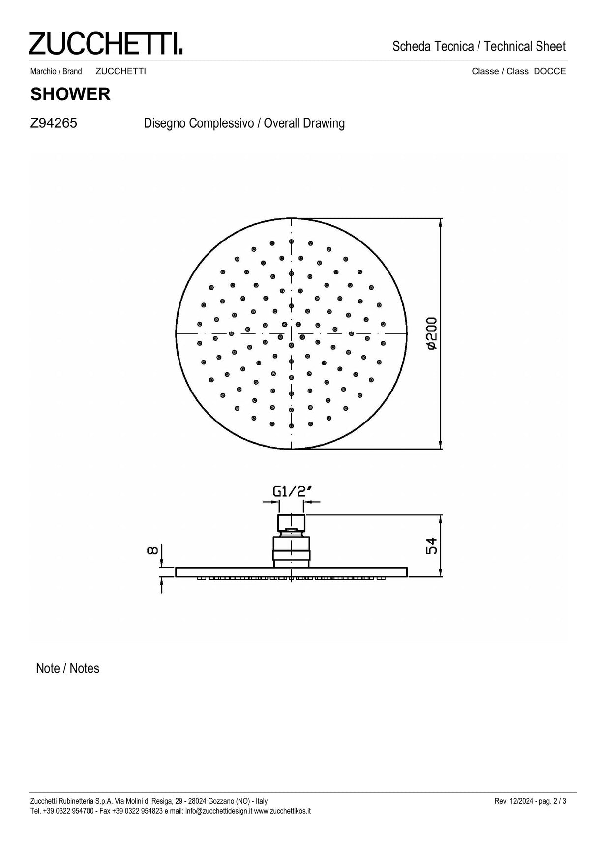 Ø 200 mm shower head