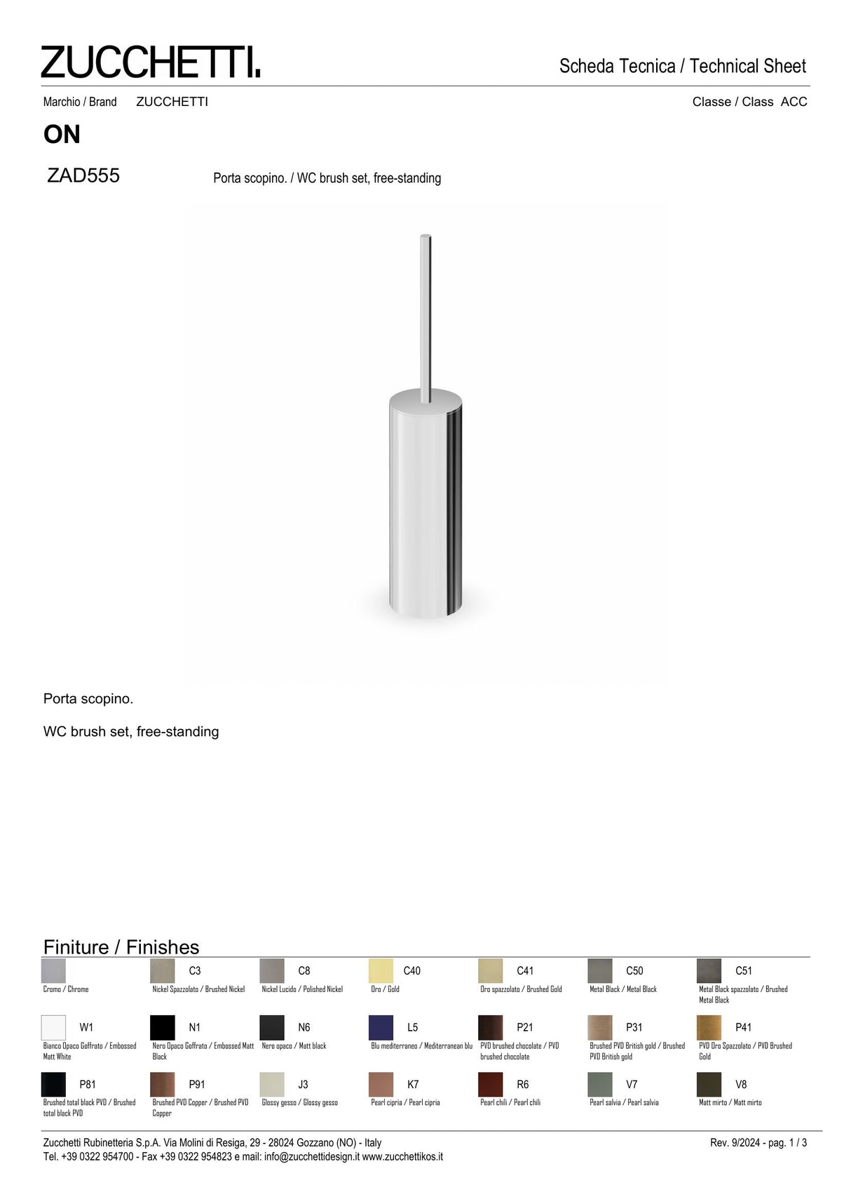 WC brush set, free-standing