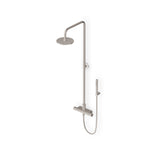 Shower column with exposed thermostatic mixer