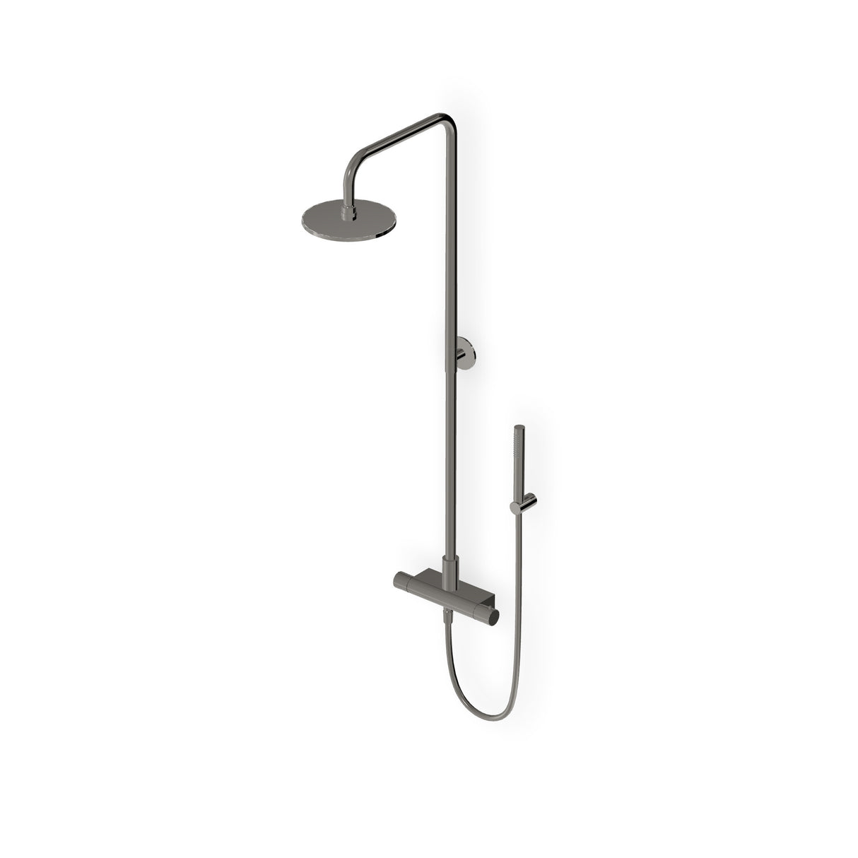 Shower column with exposed thermostatic mixer