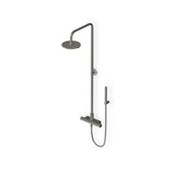 Shower column with exposed thermostatic mixer