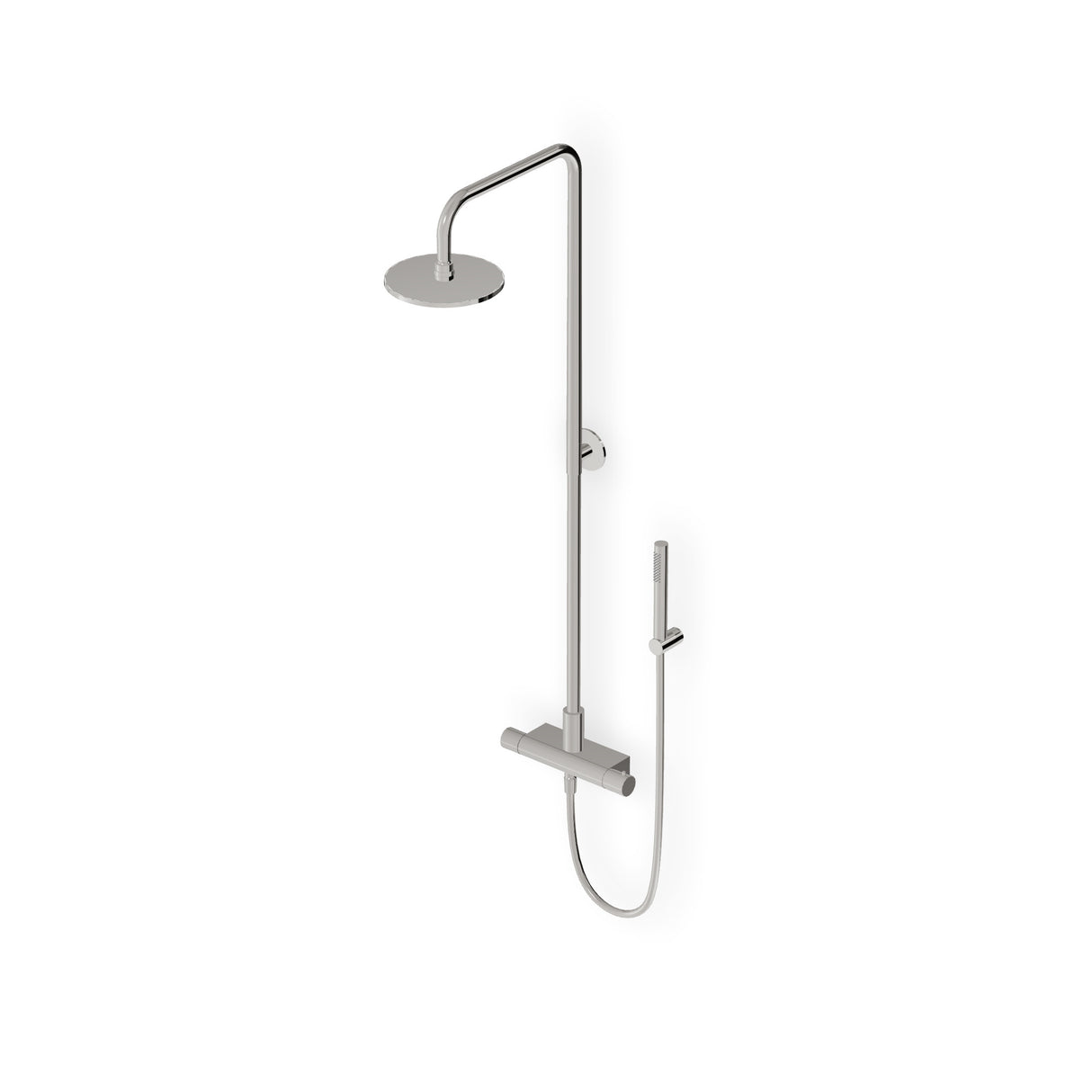 Shower column with exposed thermostatic mixer
