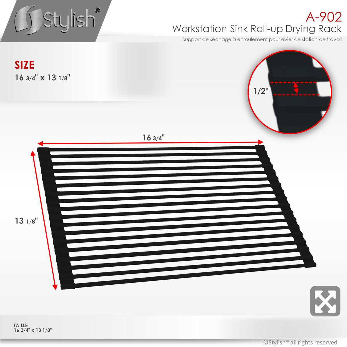 16 3/4" Workstation Sink Roll-up Drying Rack/Trivet