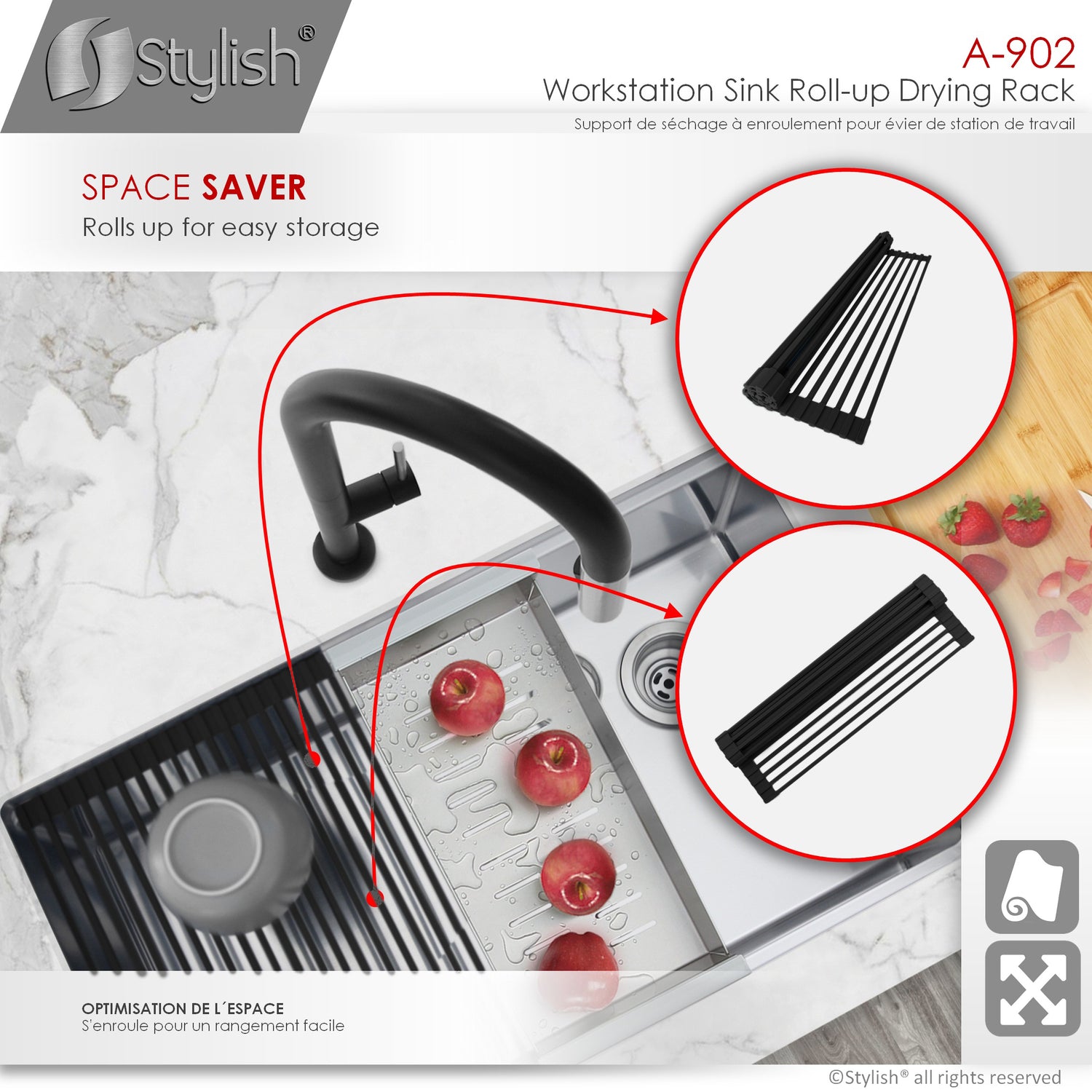16 3/4" Workstation Sink Roll-up Drying Rack/Trivet