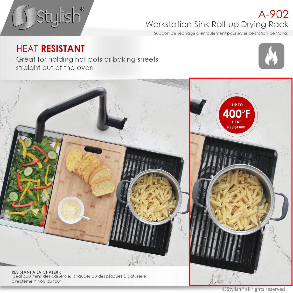 16 3/4" Workstation Sink Roll-up Drying Rack/Trivet