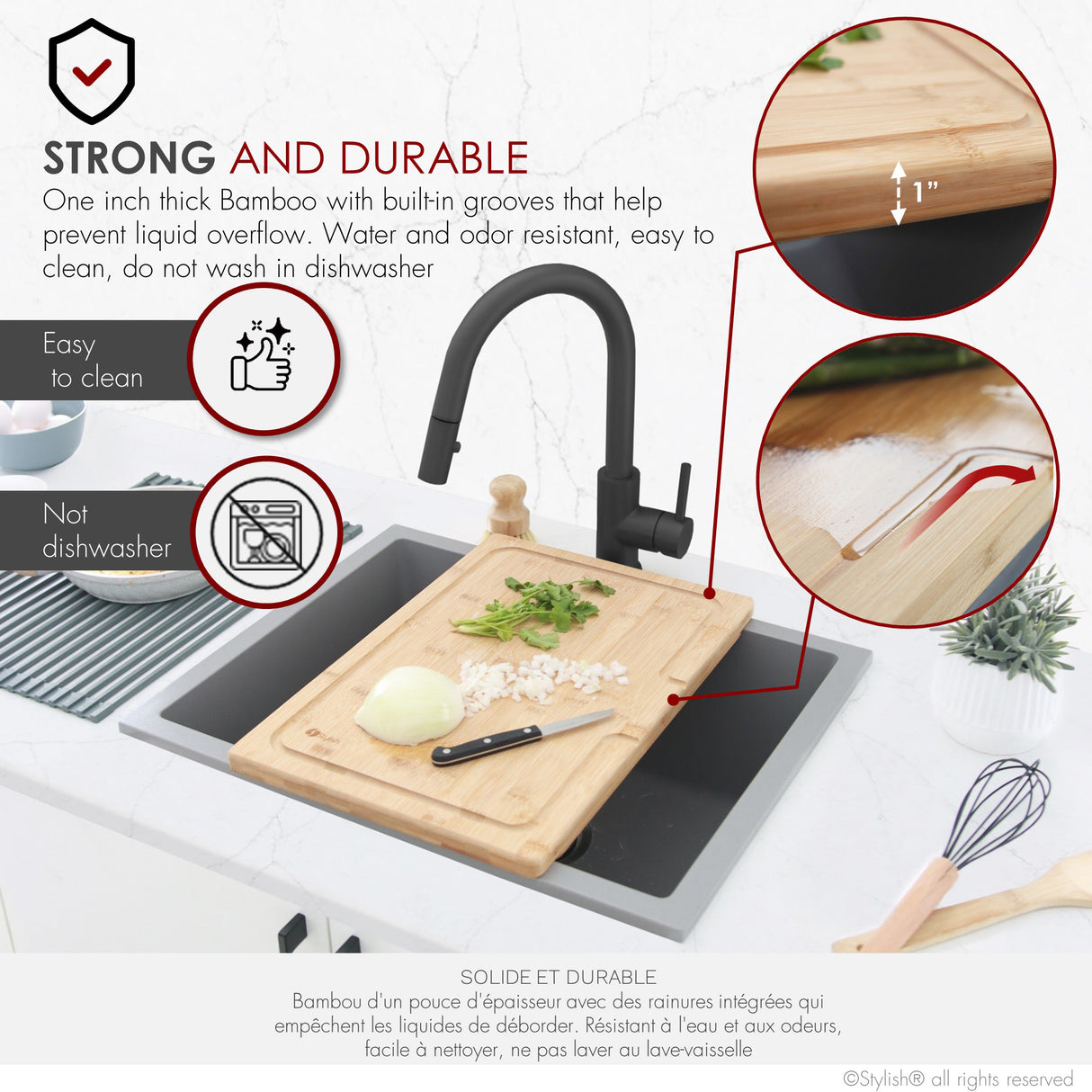 18" Bamboo Over the Sink Cutting Board