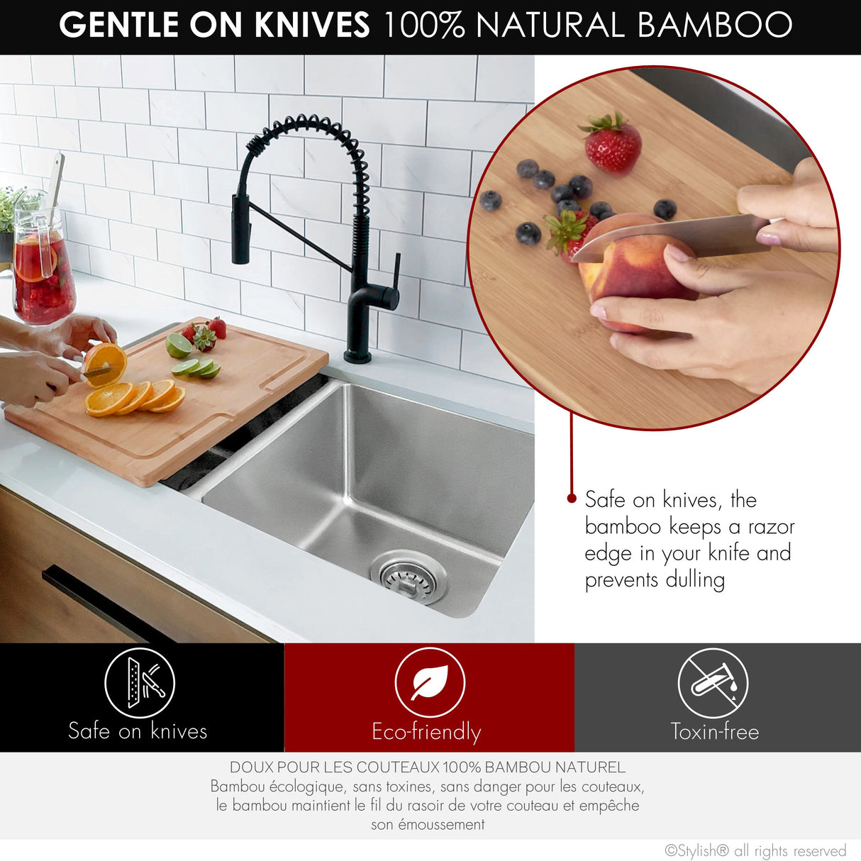 18" Bamboo Over the Sink Cutting Board
