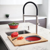 18" Over the Sink Bamboo Large Cutting Board with Colander and Bowl Set