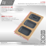 16 3/4" Bamboo Serving Board with 3 Collapsible Containers
