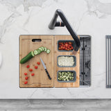 16 3/4" Bamboo Serving Board with 3 Collapsible Containers