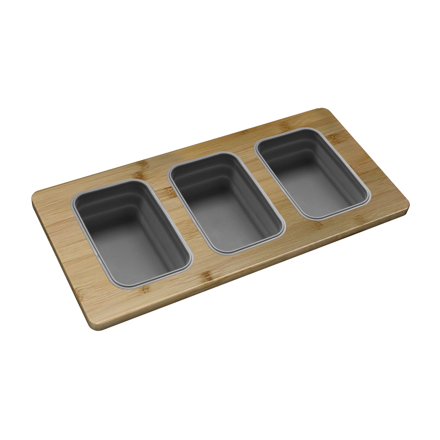 16 3/4" Bamboo Serving Board with 3 Collapsible Containers