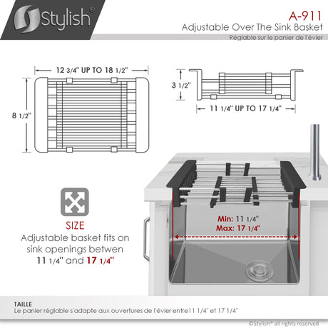 17 1/4" Over the Sink Adjustable Dish Rack