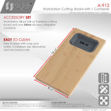 16 3/4" Bamboo Workstation Cutting Board with 1 Collapsible Container