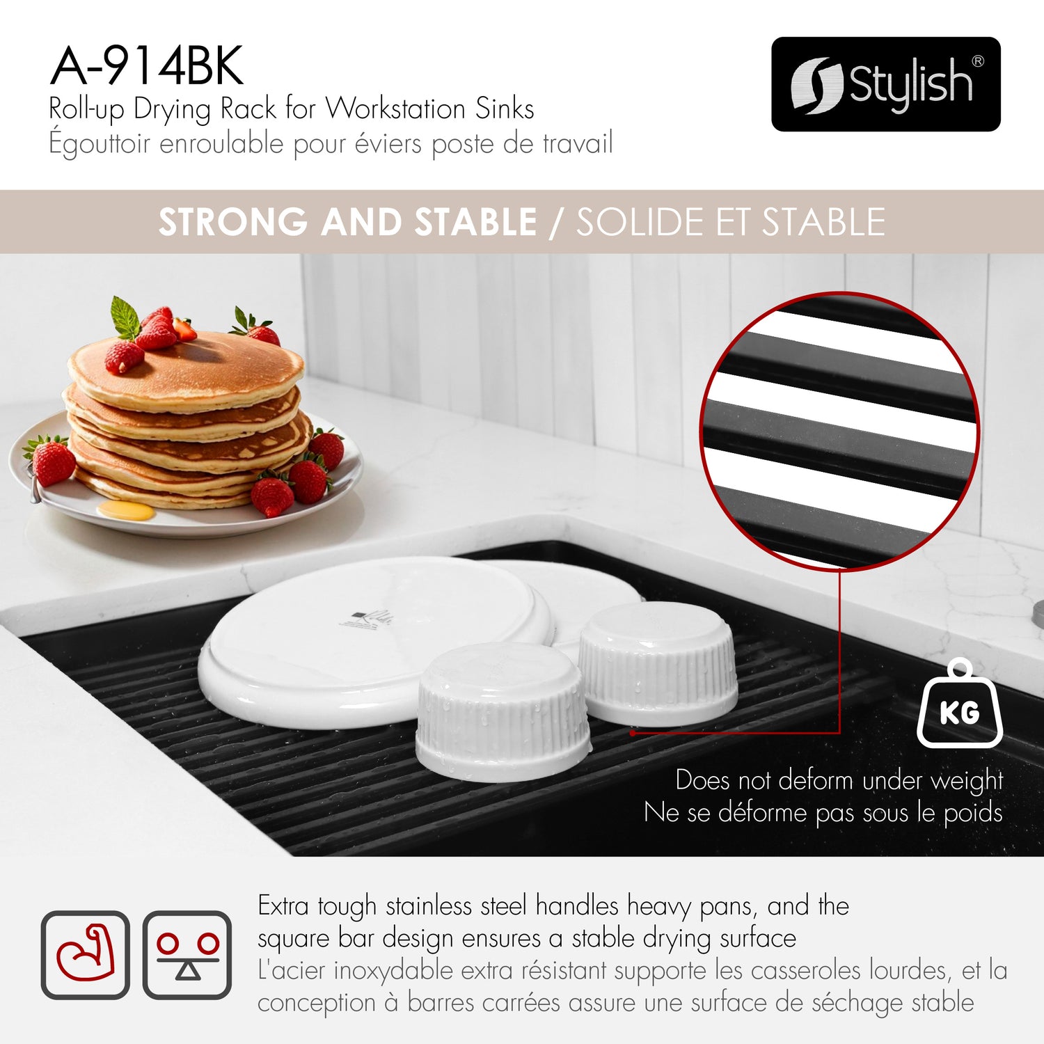 15 1/4" Workstation Sink Roll-up Drying Rack/Trivet