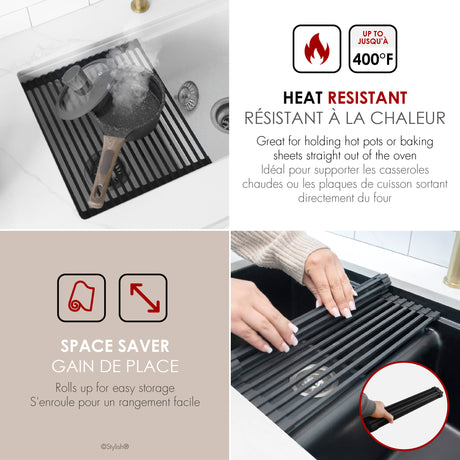 15 1/4" Workstation Sink Roll-up Drying Rack/Trivet