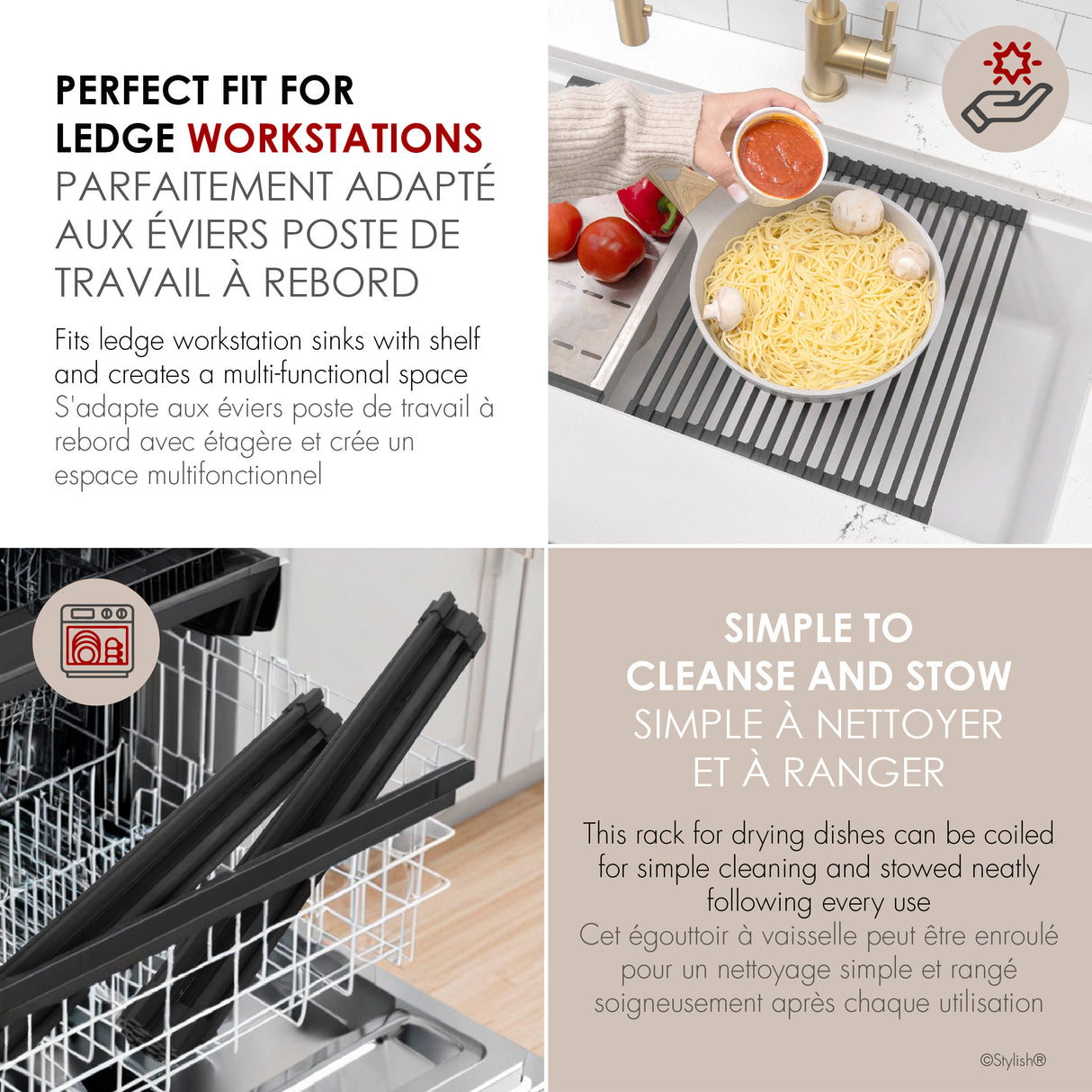 15 1/4" Workstation Sink Roll-up Drying Rack/Trivet
