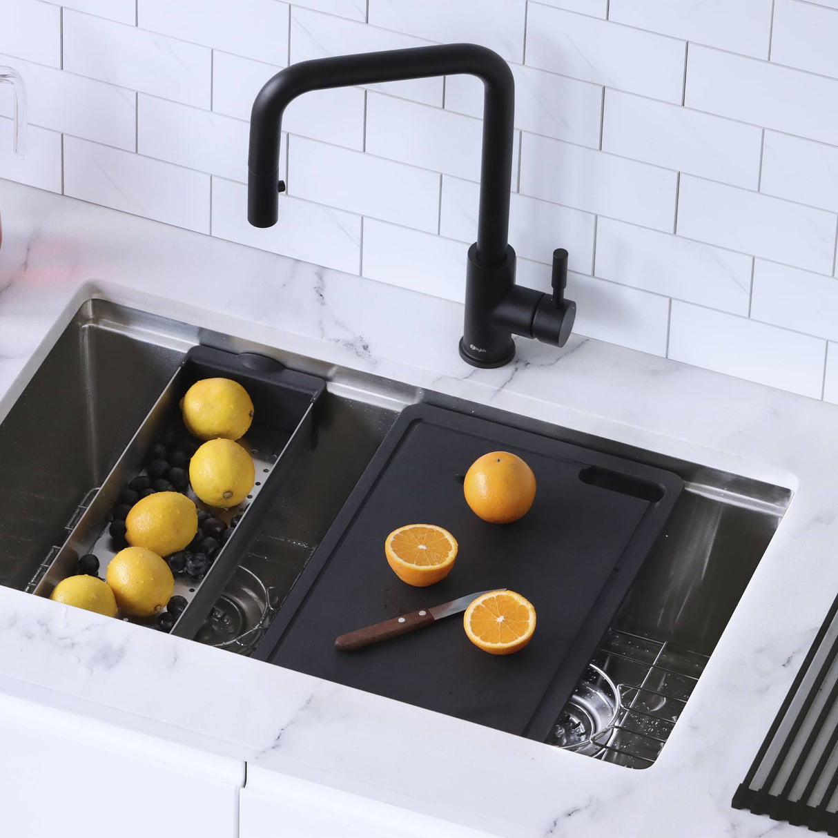 STYLISH Workstation Sink Black Cutting Board