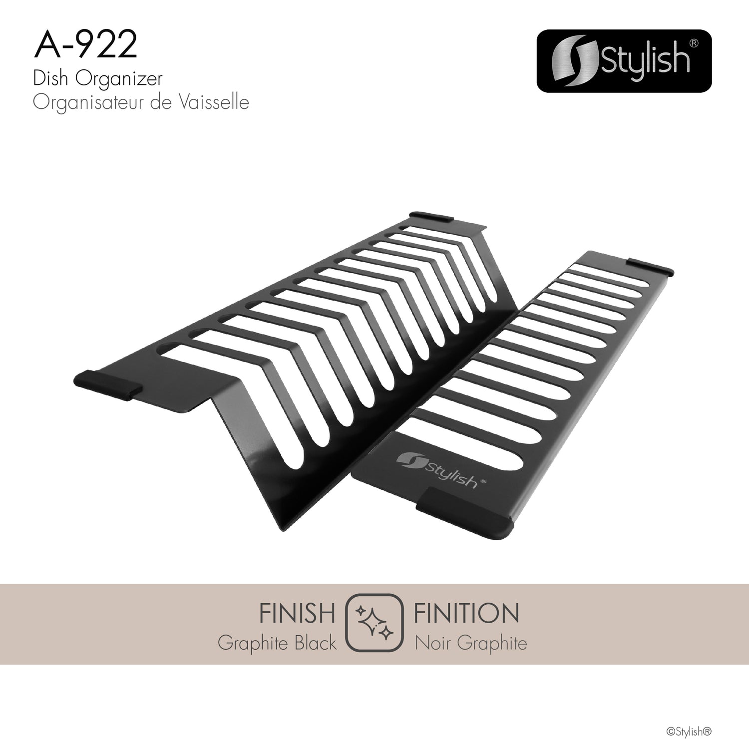 16 3/4" Over Sink Dish Organizer Black