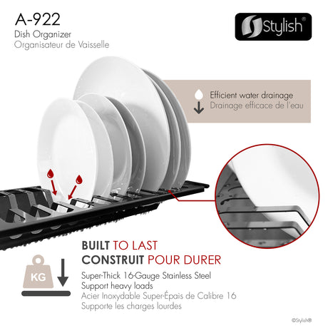 16 3/4" Over Sink Dish Organizer Black