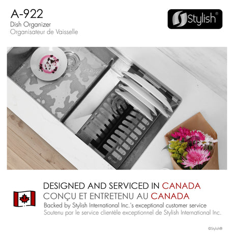 16 3/4" Over Sink Dish Organizer Black