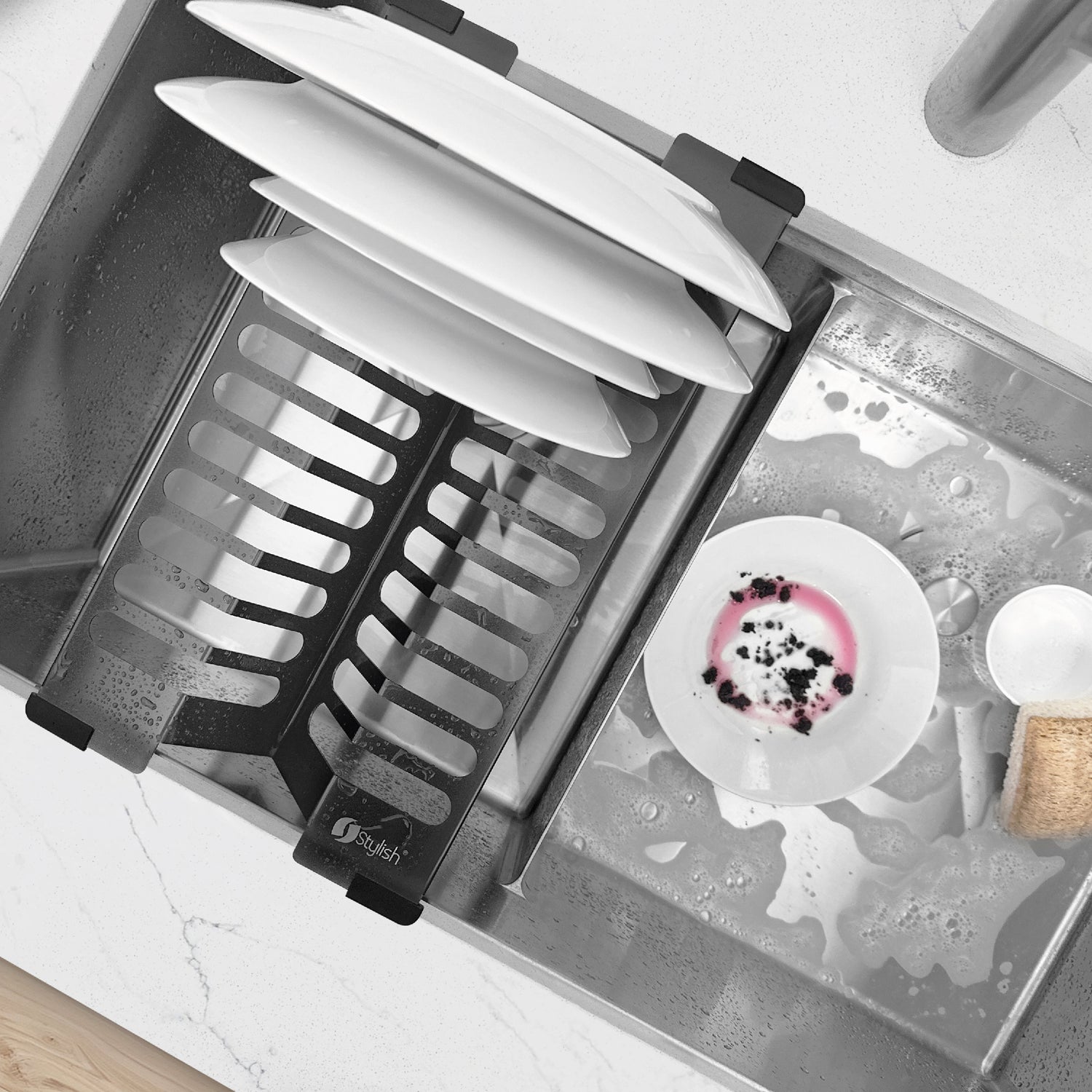 16 3/4" Over Sink Dish Organizer Black