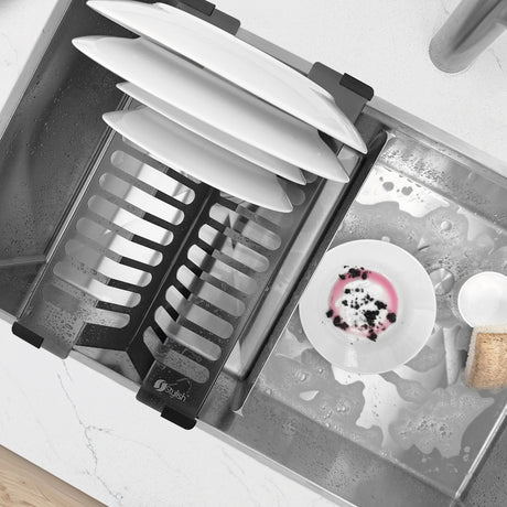 16 3/4" Over Sink Dish Organizer Black