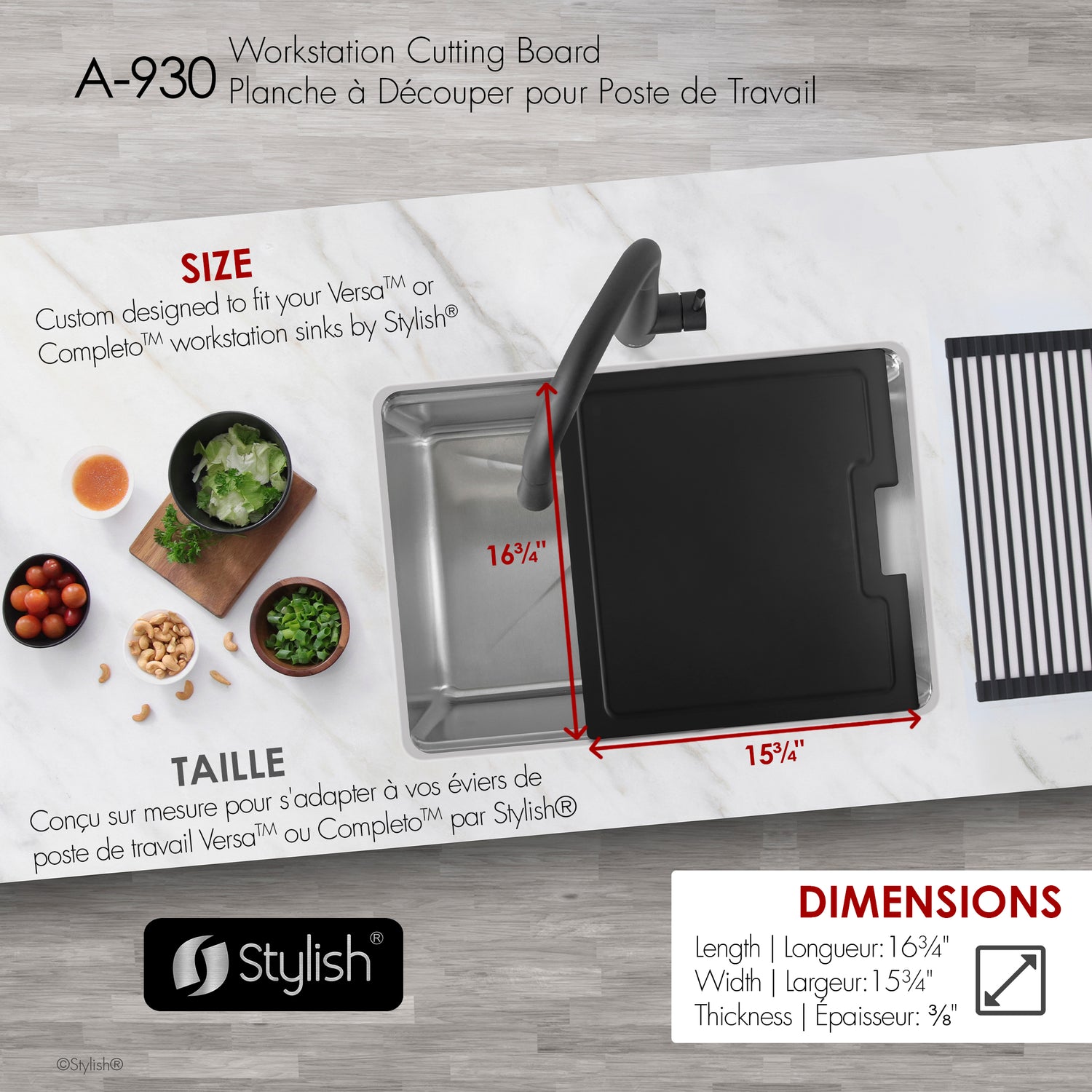 16 3/4" Wood Fiber Workstation Cutting Board