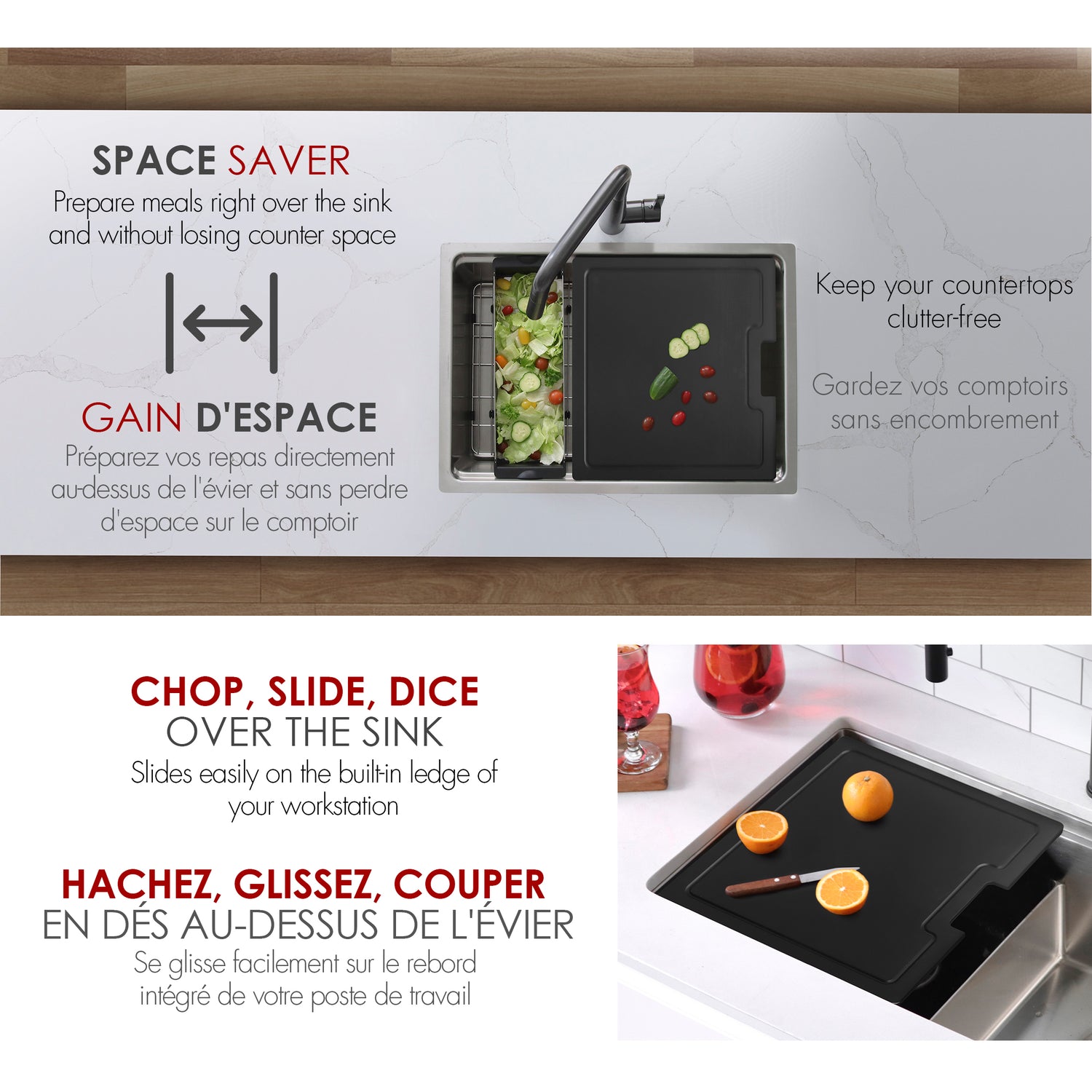 16 3/4" Wood Fiber Workstation Cutting Board