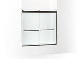 Levity® 56-5/8"-59-5/8" W x 59-3/4" H bypass bath door with 1/4"-thick Crystal Clear glass