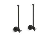 Pair 1/2" NPT angle supplies with stop, cross handle and annealed vertical tube