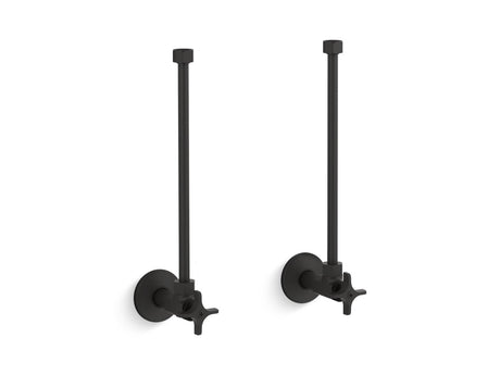 Pair 1/2" NPT angle supplies with stop, cross handle and annealed vertical tube