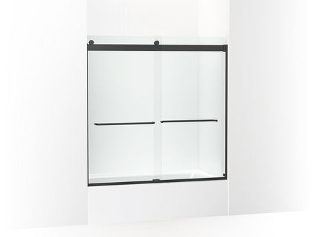 Levity® 56-5/8"-59-5/8" W x 59-3/4" H bypass bath door with 1/4"-thick Crystal Clear glass