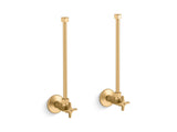 Pair 1/2" NPT angle supplies with stop, cross handle and annealed vertical tube