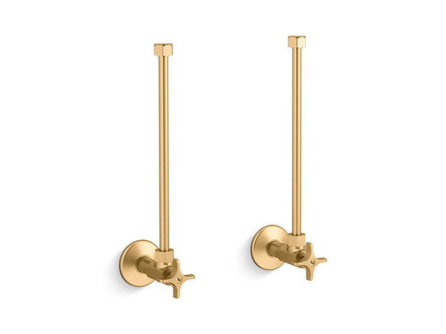 Pair 1/2" NPT angle supplies with stop, cross handle and annealed vertical tube