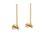 Pair 1/2" NPT angle supplies with stop, cross handle and annealed vertical tube
