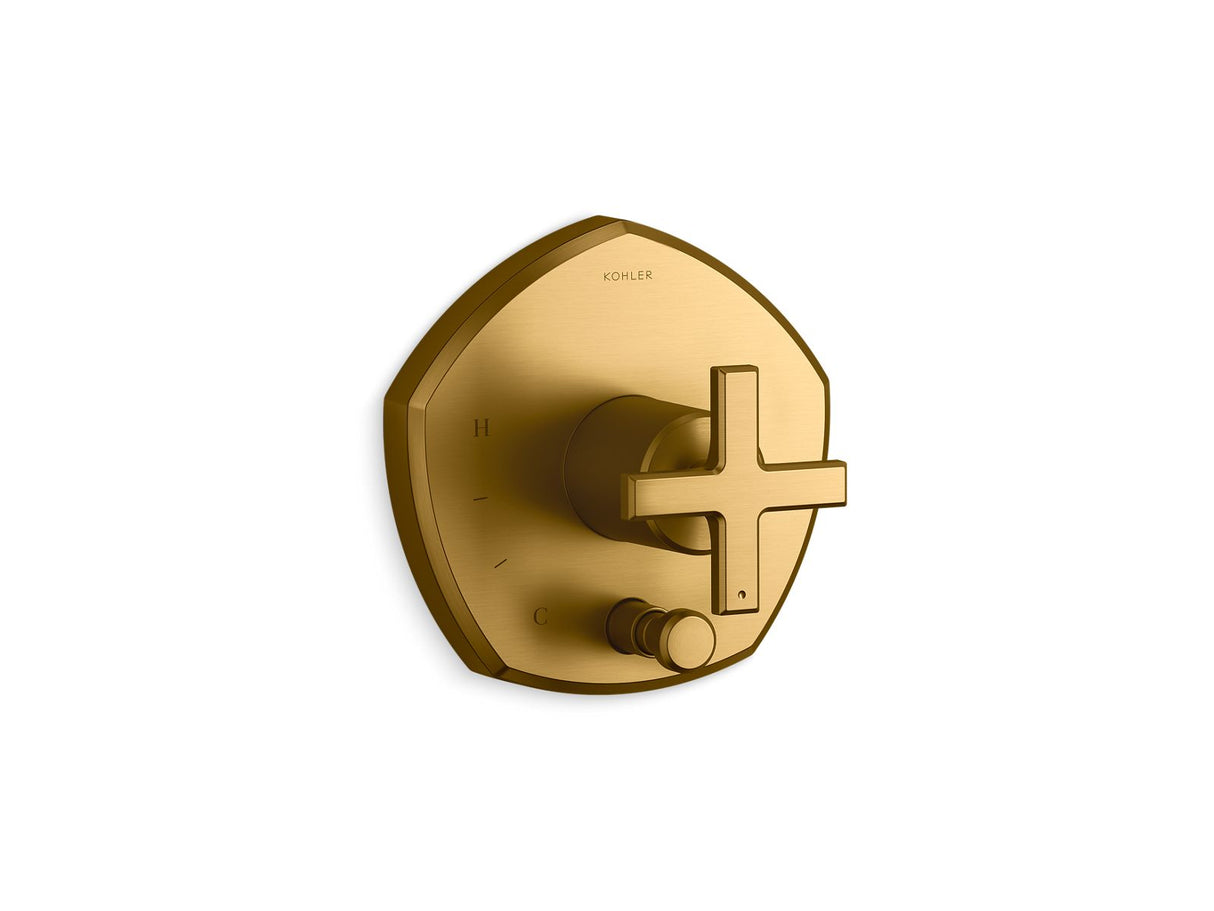 Occasion® Rite-Temp® valve trim with push-button diverter and cross handle