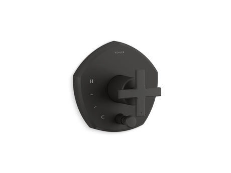 Occasion® Rite-Temp® valve trim with push-button diverter and cross handle