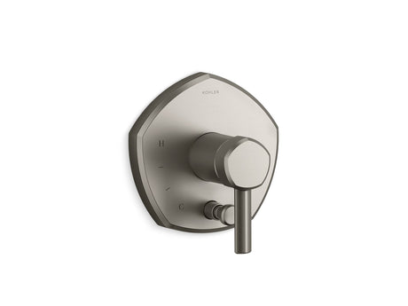 Occasion® Rite-Temp® valve trim with push-button diverter and lever handle