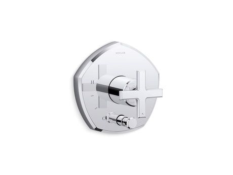 Occasion® Rite-Temp® valve trim with push-button diverter and cross handle