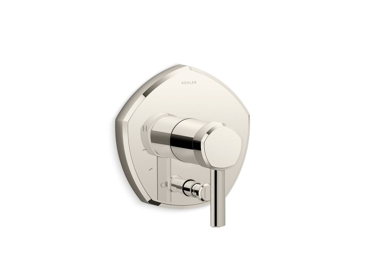Occasion® Rite-Temp® valve trim with push-button diverter and lever handle