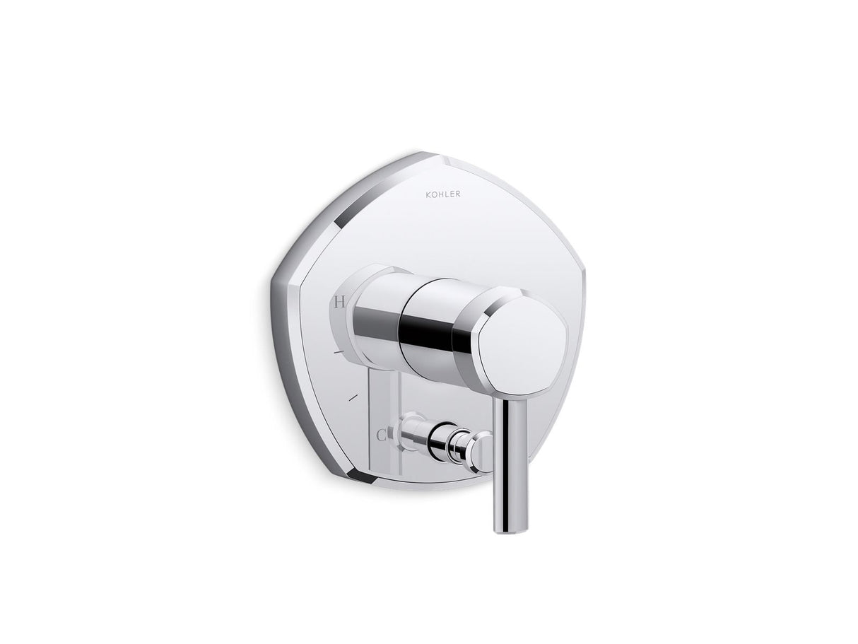 Occasion® Rite-Temp® valve trim with push-button diverter and lever handle
