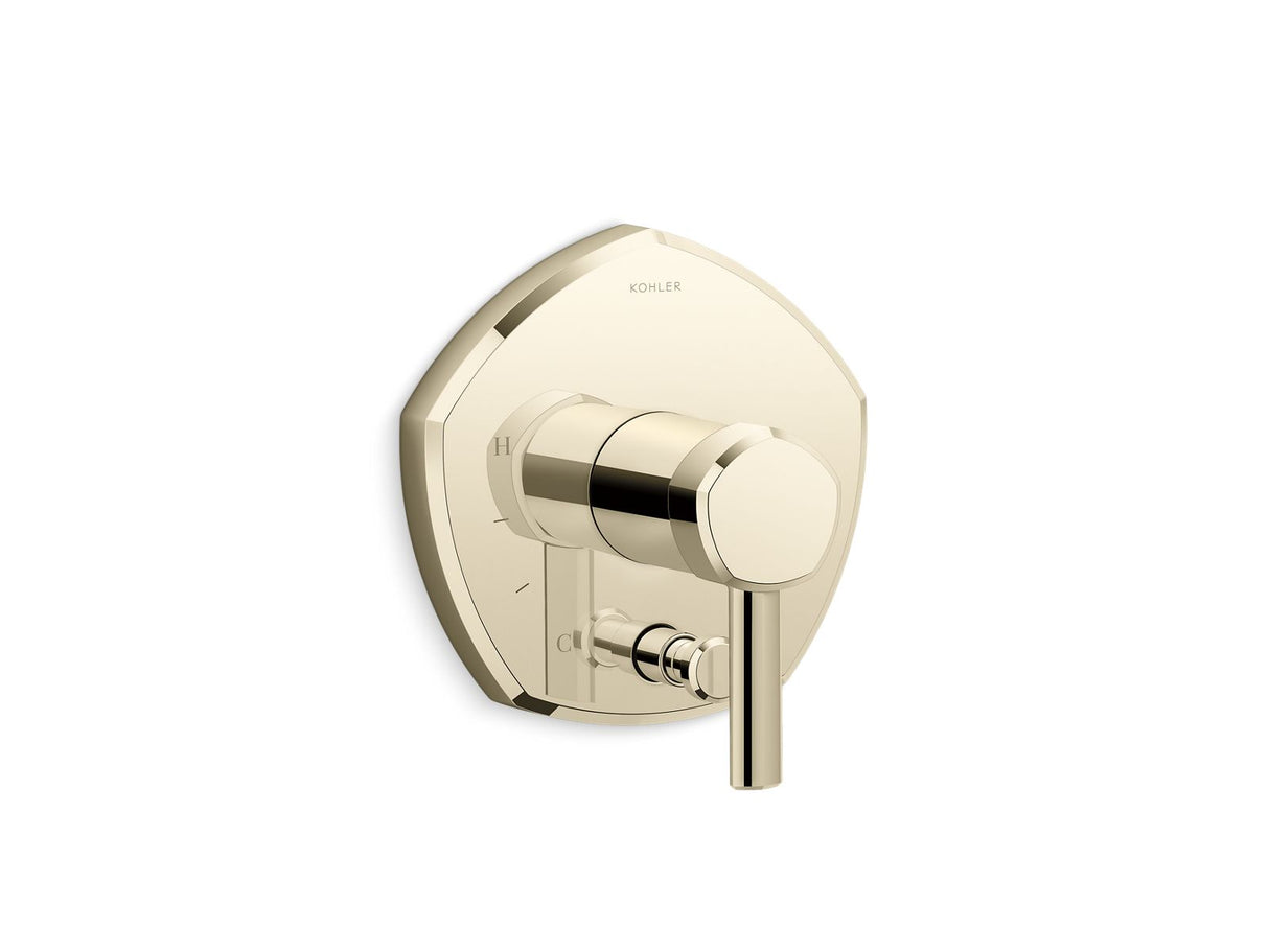 Occasion® Rite-Temp® valve trim with push-button diverter and lever handle