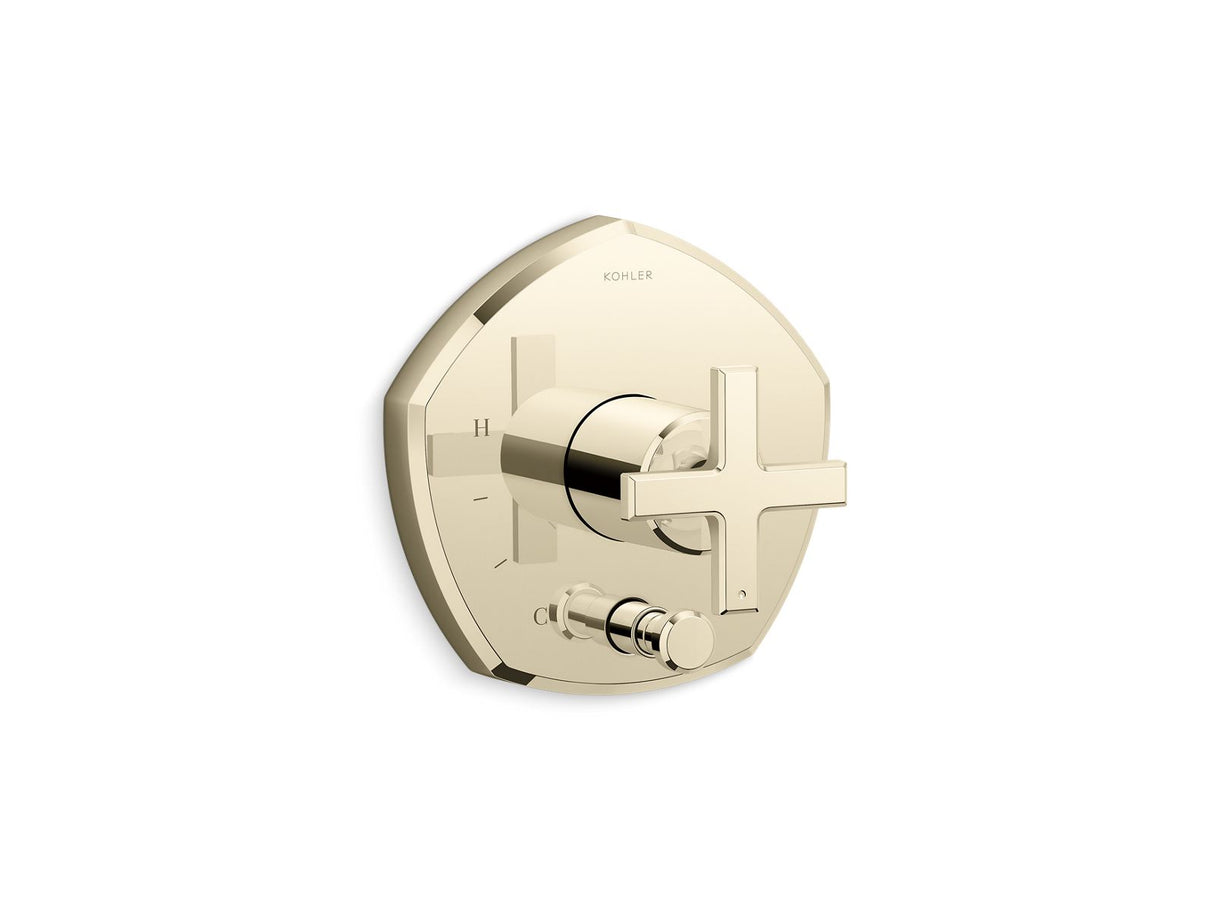 Occasion® Rite-Temp® valve trim with push-button diverter and cross handle