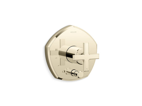 Occasion® Rite-Temp® valve trim with push-button diverter and cross handle