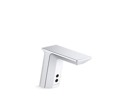 Geometric Touchless single-hole lavatory faucet with Insight™ sensor technology and temperature mixer, DC-powered, less drain, 0.35 gpm