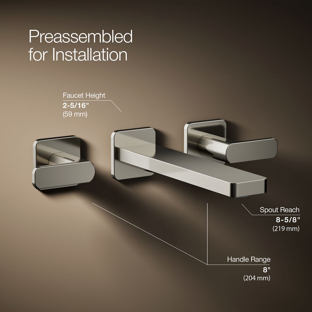 Parallel® Wall-mount bathroom sink faucet trim, 1.2 gpm